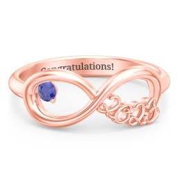 2023 Infinity Ring with Birthstone in 10K Solid Rose Gold with Blue Sapphire