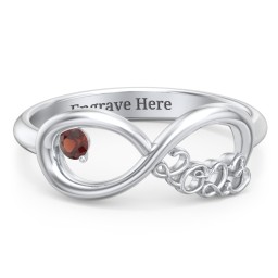 2023 Infinity Ring with Birthstone in 925 Sterling Silver with Garnet