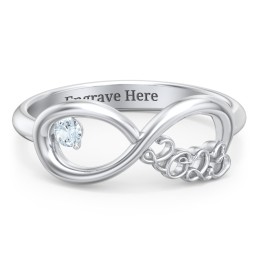2023 Infinity Ring with Birthstone in 925 Sterling Silver with Aquamarine