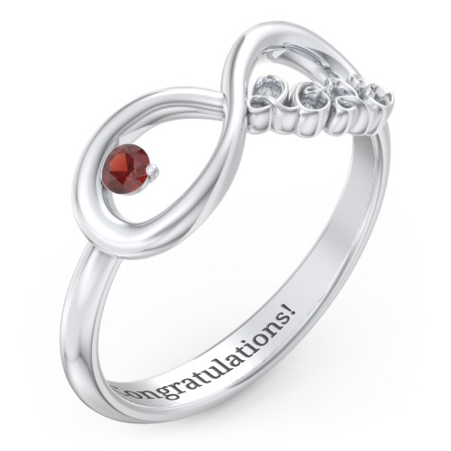 2023 Infinity Ring with Birthstone – Sterling Silver with Garnet