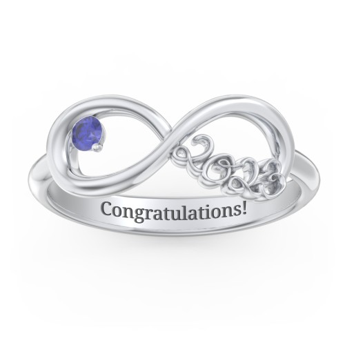 2023 Infinity Ring with Birthstone – Sterling Silver with Blue Sapphire