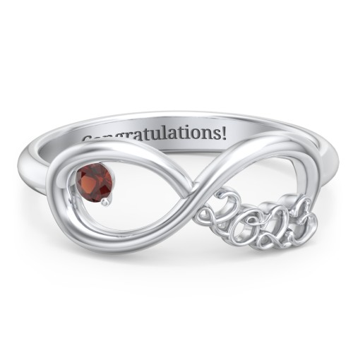 2023 Infinity Ring with Birthstone – Sterling Silver with Garnet