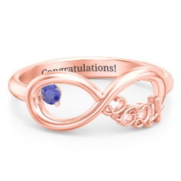 2024 Infinity Ring with Birthstone in 10K Solid Rose Gold with Blue Sapphire