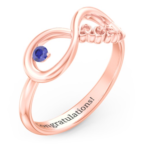 2024 Infinity Ring with Birthstone – 10K Rose Gold with Blue Sapphire