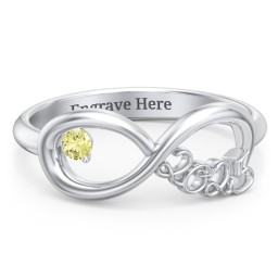 2025 Infinity Ring with Birthstone in 925 Sterling Silver with Citrine