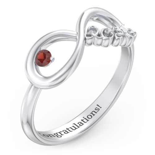 2025 Infinity Ring with Birthstone – Sterling Silver with Garnet