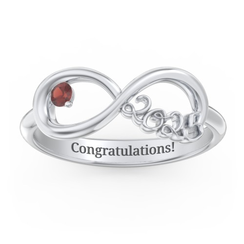2025 Infinity Ring with Birthstone – Sterling Silver with Garnet
