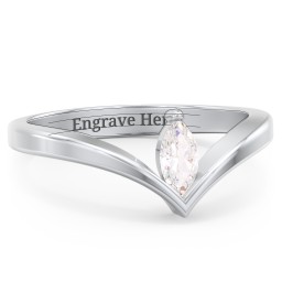 Marquise Birthstone V-Shape Ring