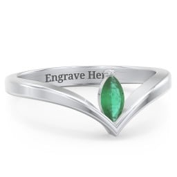 Marquise Birthstone V-Shape Ring