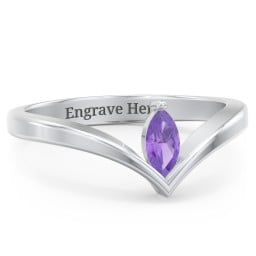 Marquise Birthstone V-Shape Ring