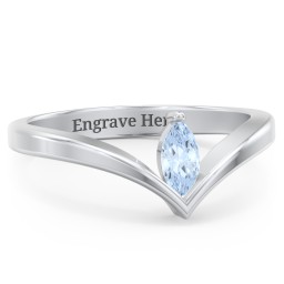 Marquise Birthstone V-Shape Ring