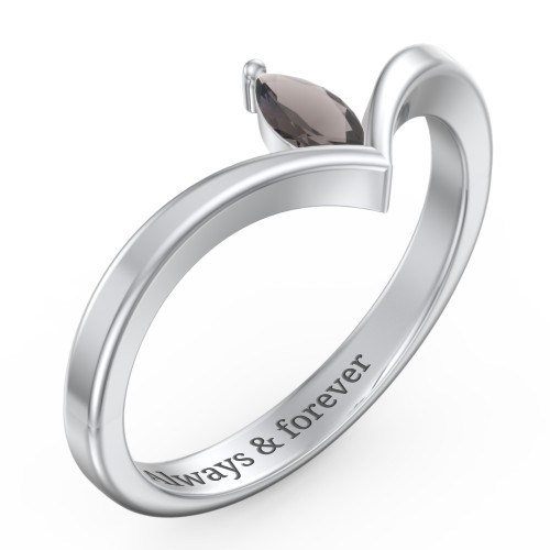 Marquise Birthstone V-Shape Ring
