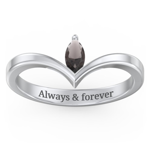 Marquise Birthstone V-Shape Ring
