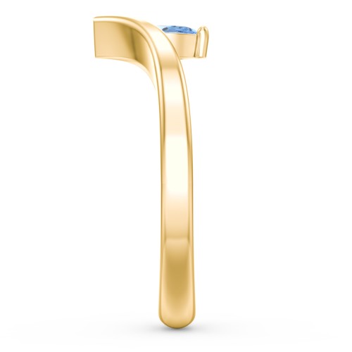 Marquise Birthstone V-Shape Ring – 18K Gold Plated Silver with Blue Topaz