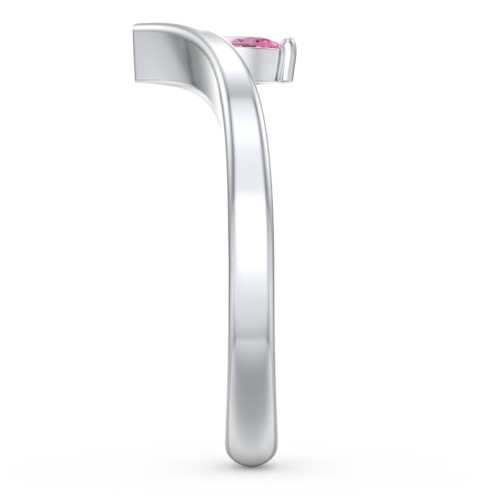 Marquise Birthstone V-Shape Ring – 10K White Gold with Pink Tourmaline