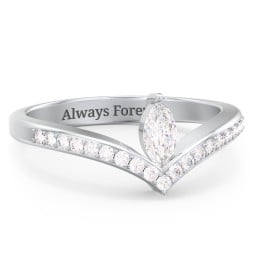 Marquise Birthstone V-Shape Ring With Accents