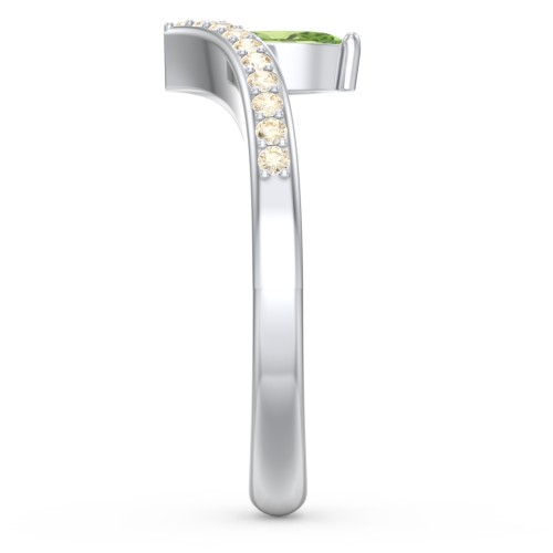 Marquise Birthstone V-Shape Ring With Accents