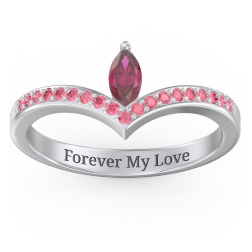 Marquise Birthstone V-Shape Ring With Accents