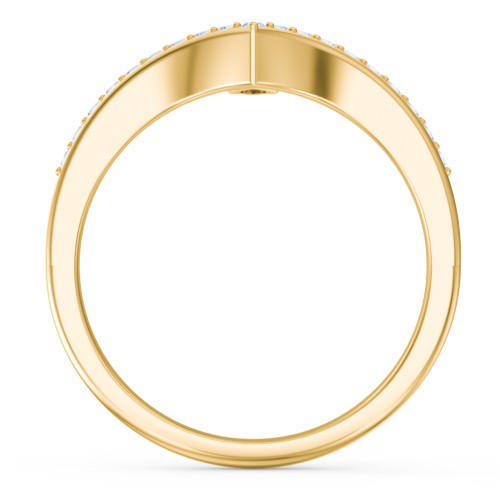 Marquise Birthstone V-Shape Ring With Accents – 18K Gold Plated Silver with Blue Sapphire and Fancy Blue Premium Zirconia