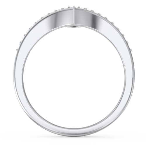Marquise Birthstone V-Shape Ring With Accents – 10K White Gold with Red Premium Zirconia and White Premium Zirconia