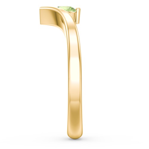 Round Birthstone V-Shape Ring