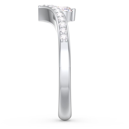 Round Birthstone V-Shape Ring With Accents