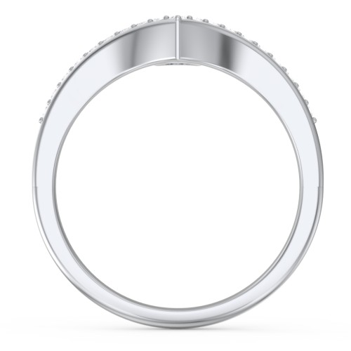 Round Birthstone V-Shape Ring With Accents – Sterling Silver with White Sapphire and White Premium Zirconia