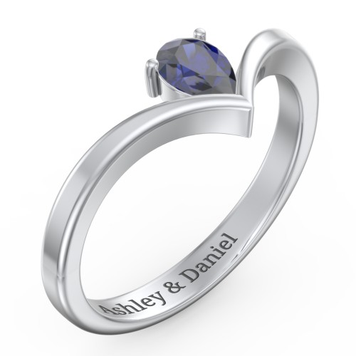 Pear Birthstone V-Shape Ring