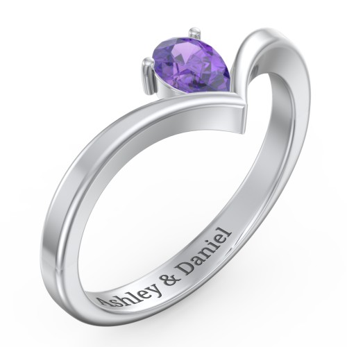 Pear Birthstone V-Shape Ring