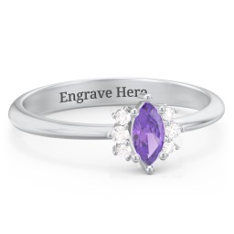 Marquise Birthstone Ring with Accents