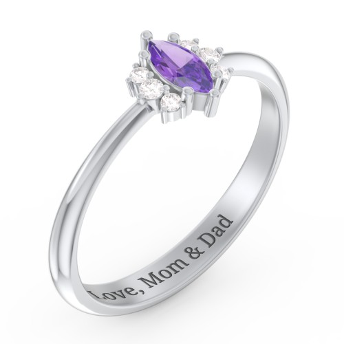Marquise Birthstone Ring with Accents