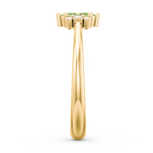 Marquise Birthstone Ring with Accents – 18K Gold Plated Silver with Peridot and White Premium Zirconia