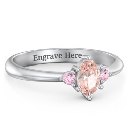 Oval Birthstone Ring with Accents in 925 Sterling Silver with Morganite and Pink Tourmaline