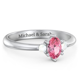 Oval Birthstone Ring with Accents