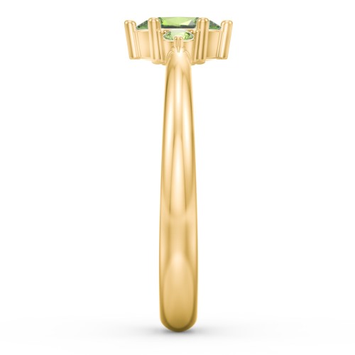 Oval Birthstone Ring with Accents – 18K Gold Plated Silver with Peridot
