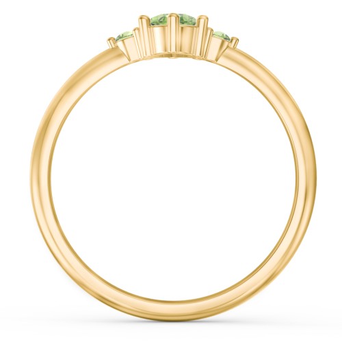 Oval Birthstone Ring with Accents – 18K Gold Plated Silver with Peridot