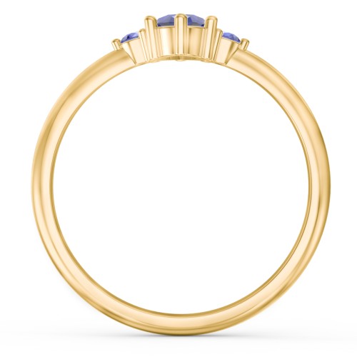 Oval Birthstone Ring with Accents – 18K Gold Plated Silver with Blue Sapphire