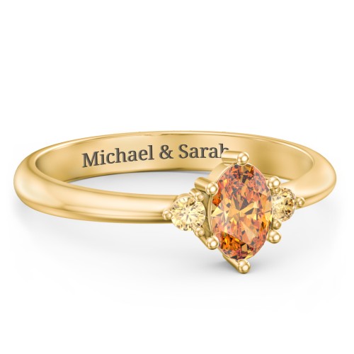 Oval Birthstone Ring with Accents – 18K Gold Plated Silver with Citrine