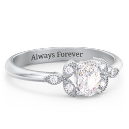 Oval Birthstone Ring With Petal Accents