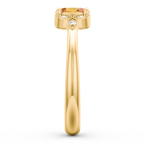 Oval Birthstone Ring With Petal Accents – 18K Gold Plated Silver with Citrine and White Premium Zirconia