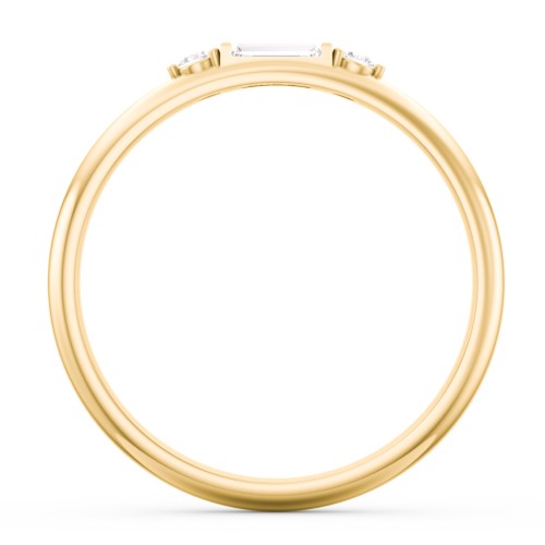 Stackable East-West Baguette Ring with Accents – 10K Yellow Gold with White Sapphire and White Premium Zirconia