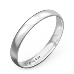 Half Round Comfort Fit Wedding Band - 3mm Width in 925 Sterling Silver