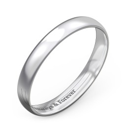 Half Round Comfort Fit Wedding Band - 3mm Width in 925 Sterling Silver