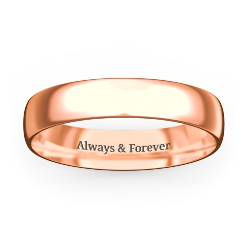 Half Round Comfort Fit Wedding Band - 4mm Width – 10K Rose Gold
