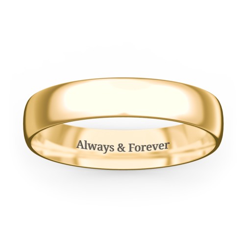 Half Round Comfort Fit Wedding Band - 4mm Width – 10K Yellow Gold
