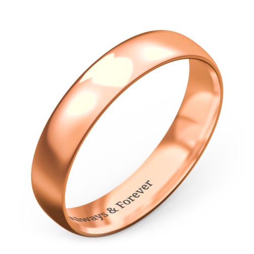Half Round Comfort Fit Wedding Band - 4mm Width – 10K Rose Gold