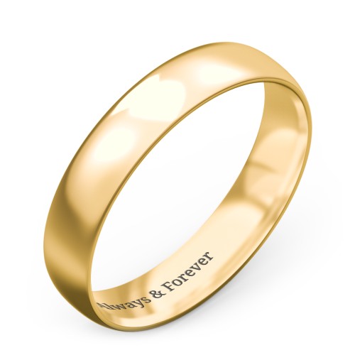 Half Round Comfort Fit Wedding Band - 4mm Width – 10K Yellow Gold