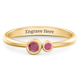 Generations 2-Stone Bezel Set Mother's Ring in 18K Gold Plated Silver with Ruby