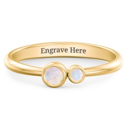 Generations 2-Stone Bezel Set Mother's Ring in 18K Gold Plated Silver with Opal