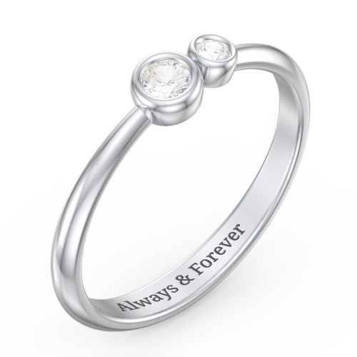 Generations 2-Stone Bezel Set Mother's Ring – Sterling Silver with Cubic Zirconia